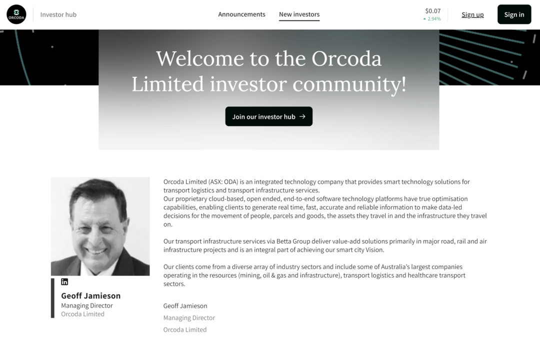 Visit Orcoda’s New Interactive Investment Hub