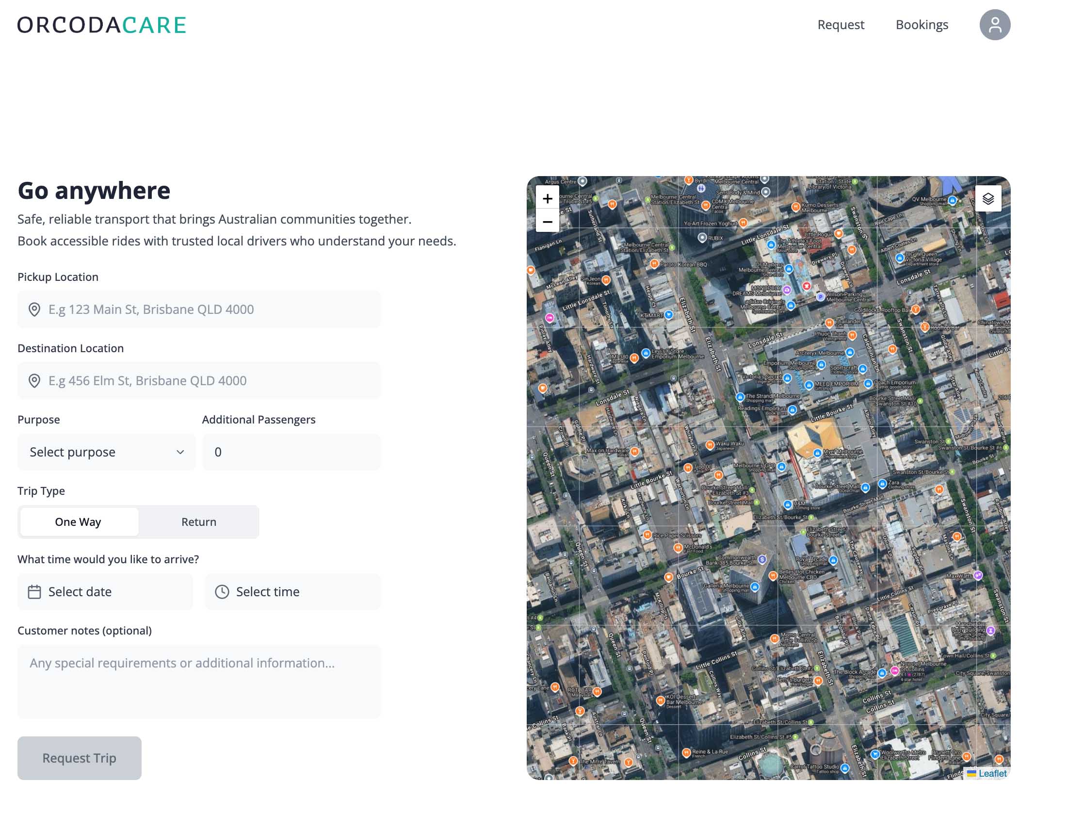 Customer Booking Portal Community Transport Software