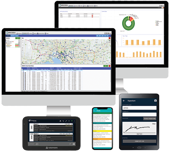 Australian Transport Management System Computer Software Freight logistics and transportation software showing route planning, delivery scheduling and other features
